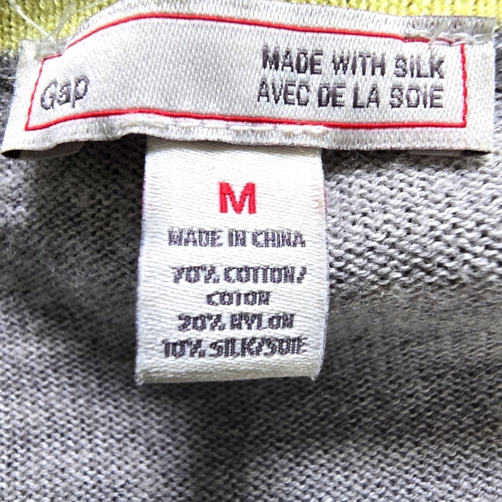 Gap Gray Women's Cardigan 70% Cotton 10% Silk Lightweight Size M - Picture 6 of 12